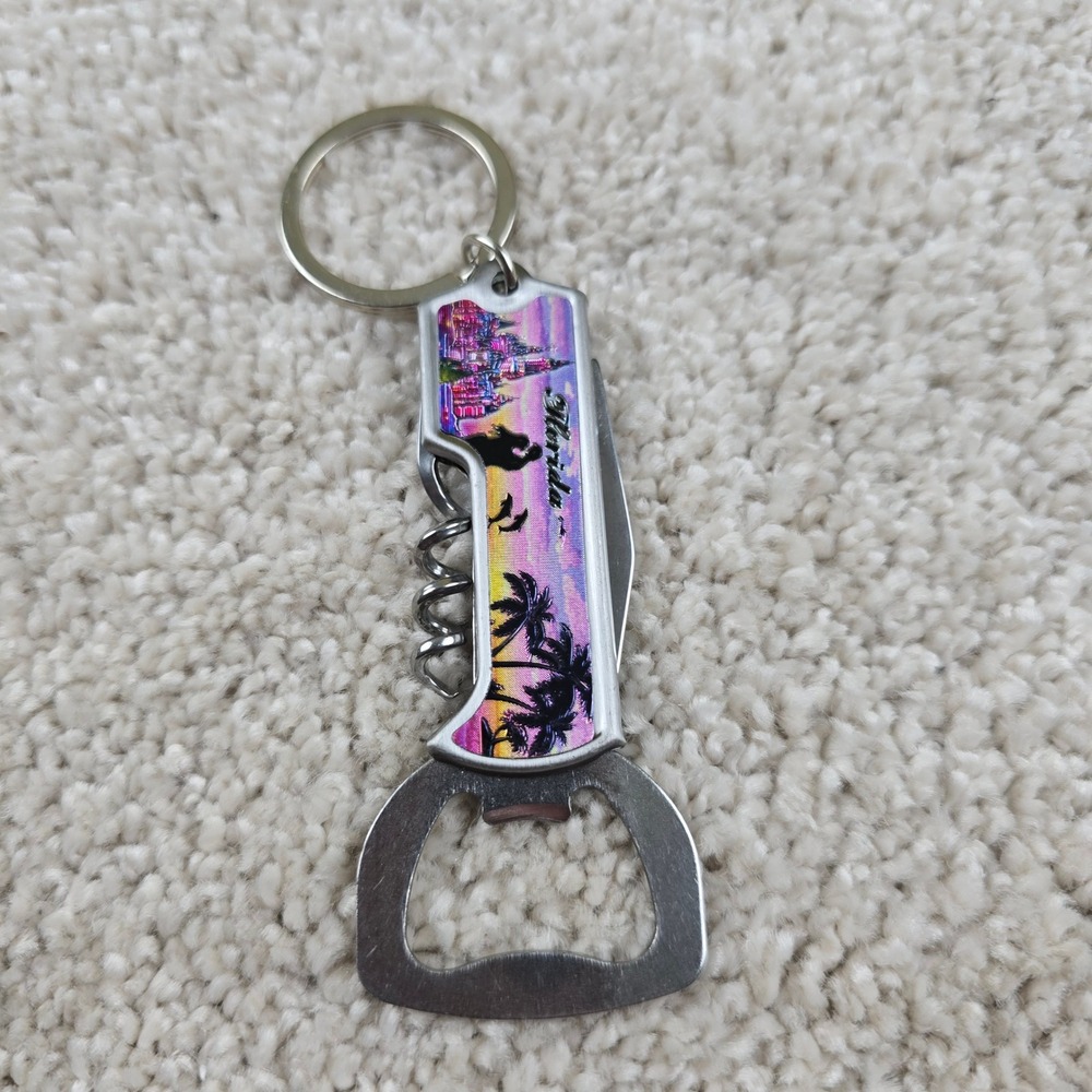 Unbranded Florida Souvenir Multi-Tool Keychain Silver Bottle‎ Opener Corkscrew
